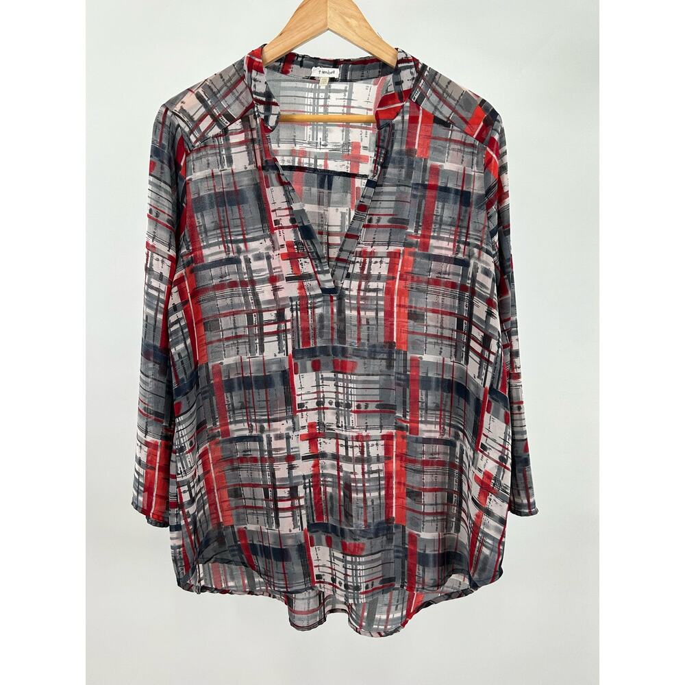 Teenbell sheer women’s Black White Red Top Size XLarge